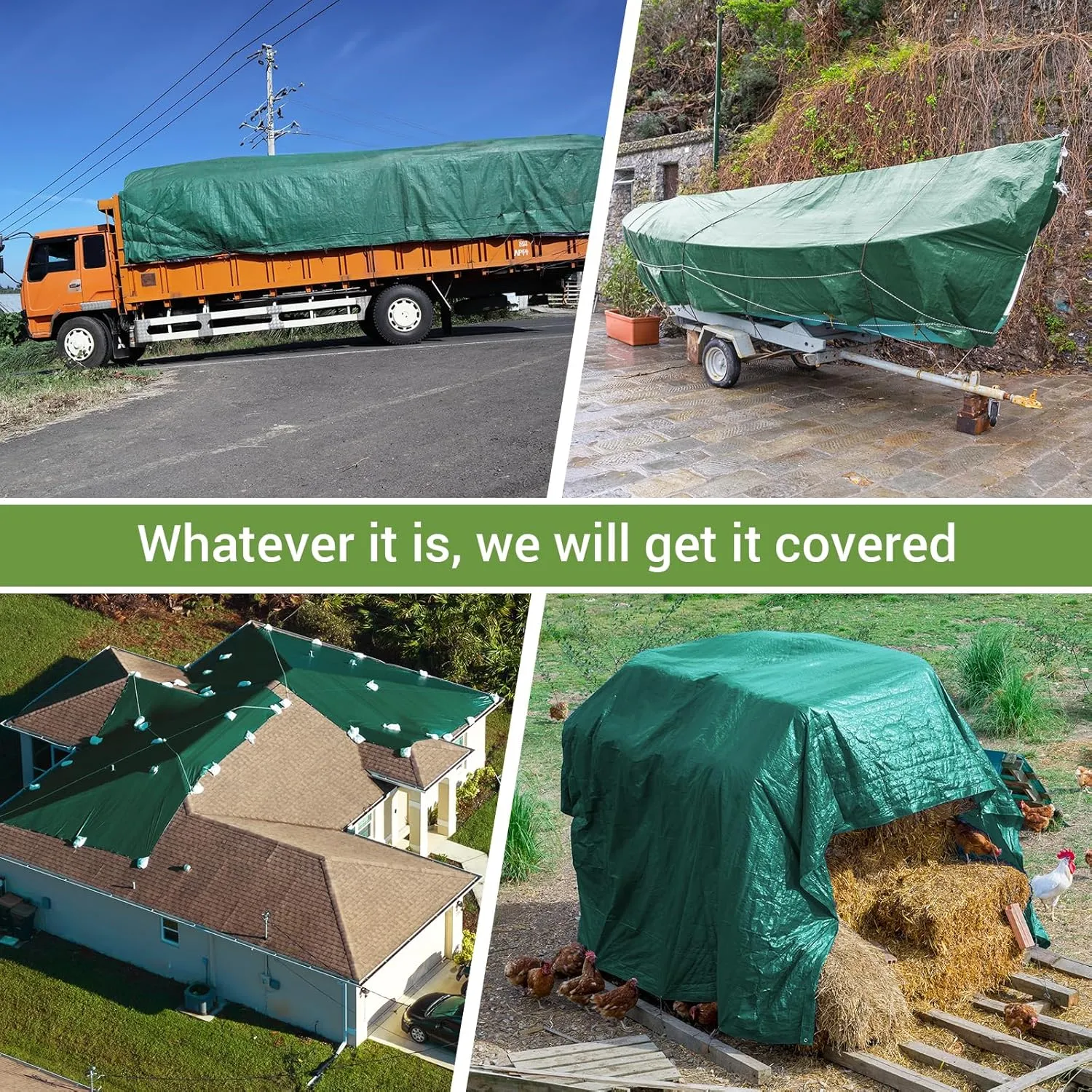 Tarp Waterproof 10' X 20', 14 Mil Heavy Duty Tarps Waterproof Multipurpose Protective Cover Large Tarp UV All Weather Resistant for Shelter Camping, Green/Brown