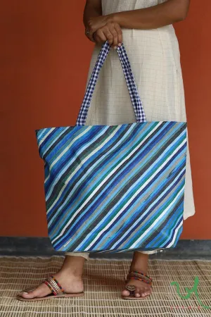 Teal Shades Upcycled Plastic Oversized Tote Bag