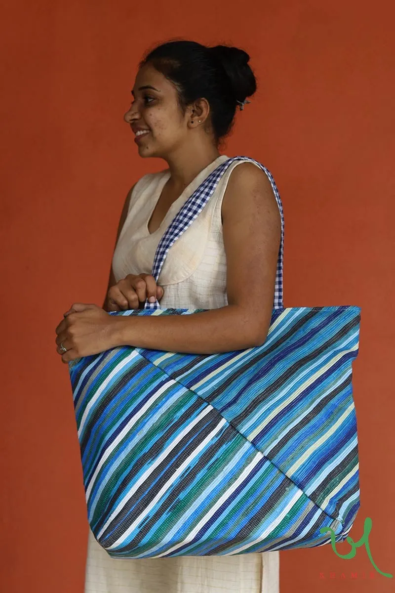 Teal Shades Upcycled Plastic Oversized Tote Bag