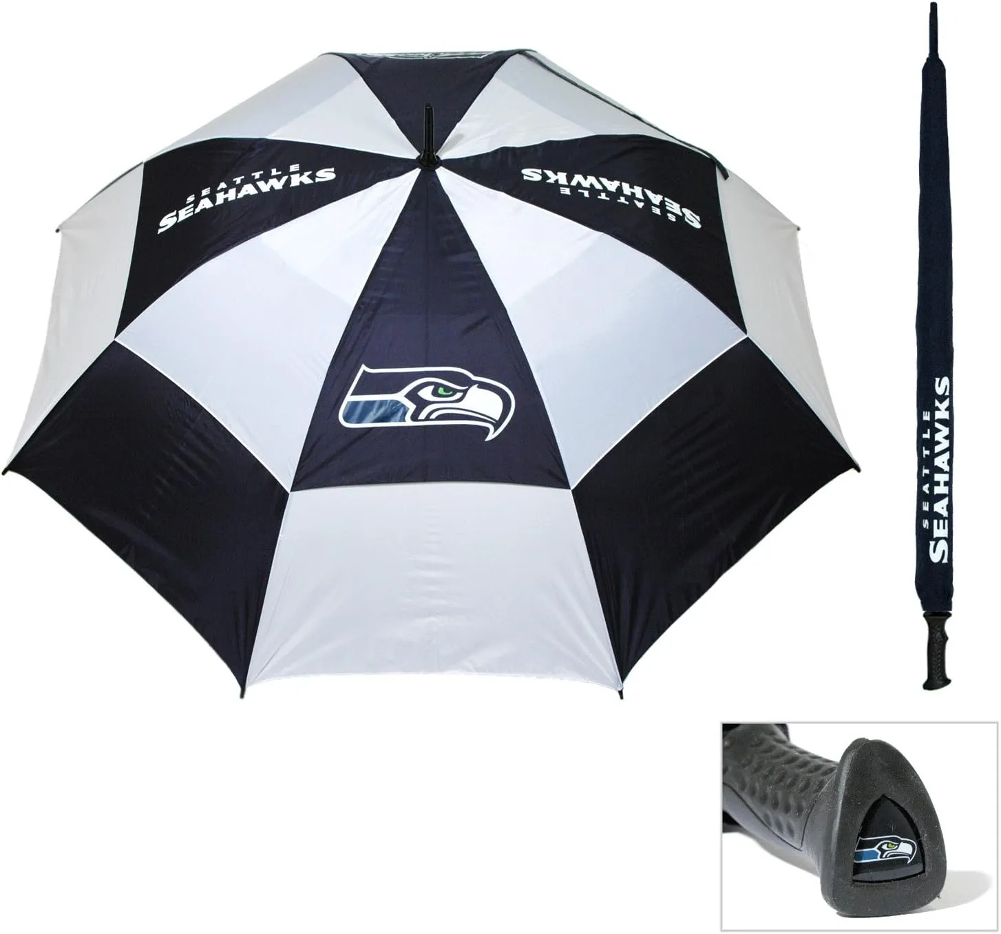 Team Golf NFL 62" Golf Umbrella with Protective Sheath, Double Canopy Wind Protection Design, Auto Open Button