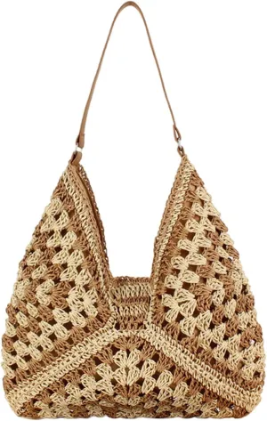 Teeya Straw Crossbody Bag Women Weave Shoulder Bag Round Summer Beach Purse and Handbags