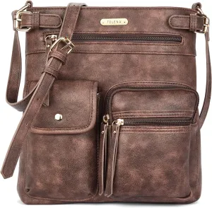 Telena Crossbody Purses for Women Medium PU Leather Shoulder Bag with Multi Pocket for Women