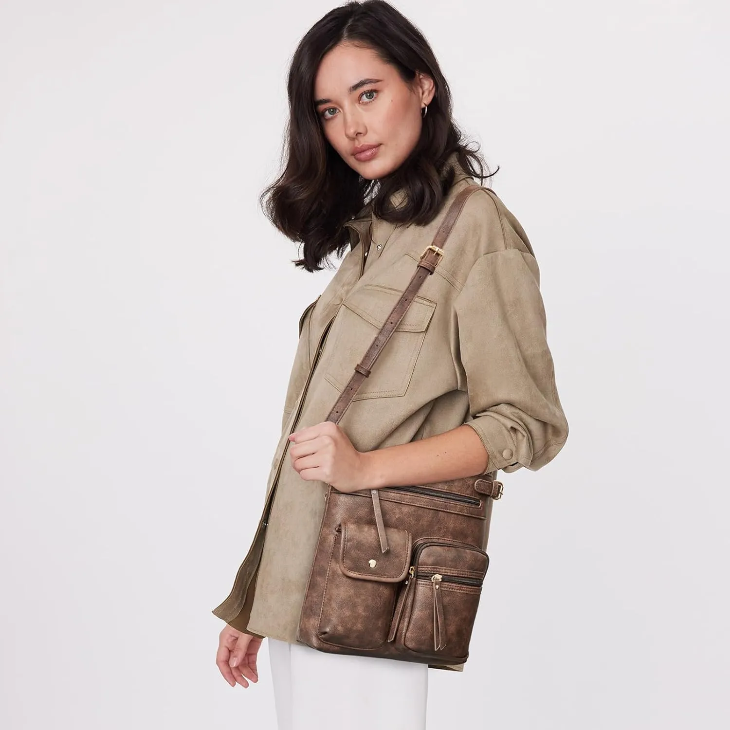 Telena Crossbody Purses for Women Medium PU Leather Shoulder Bag with Multi Pocket for Women