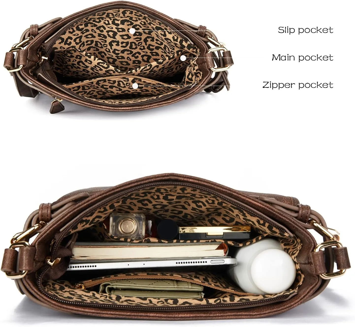 Telena Crossbody Purses for Women Medium PU Leather Shoulder Bag with Multi Pocket for Women