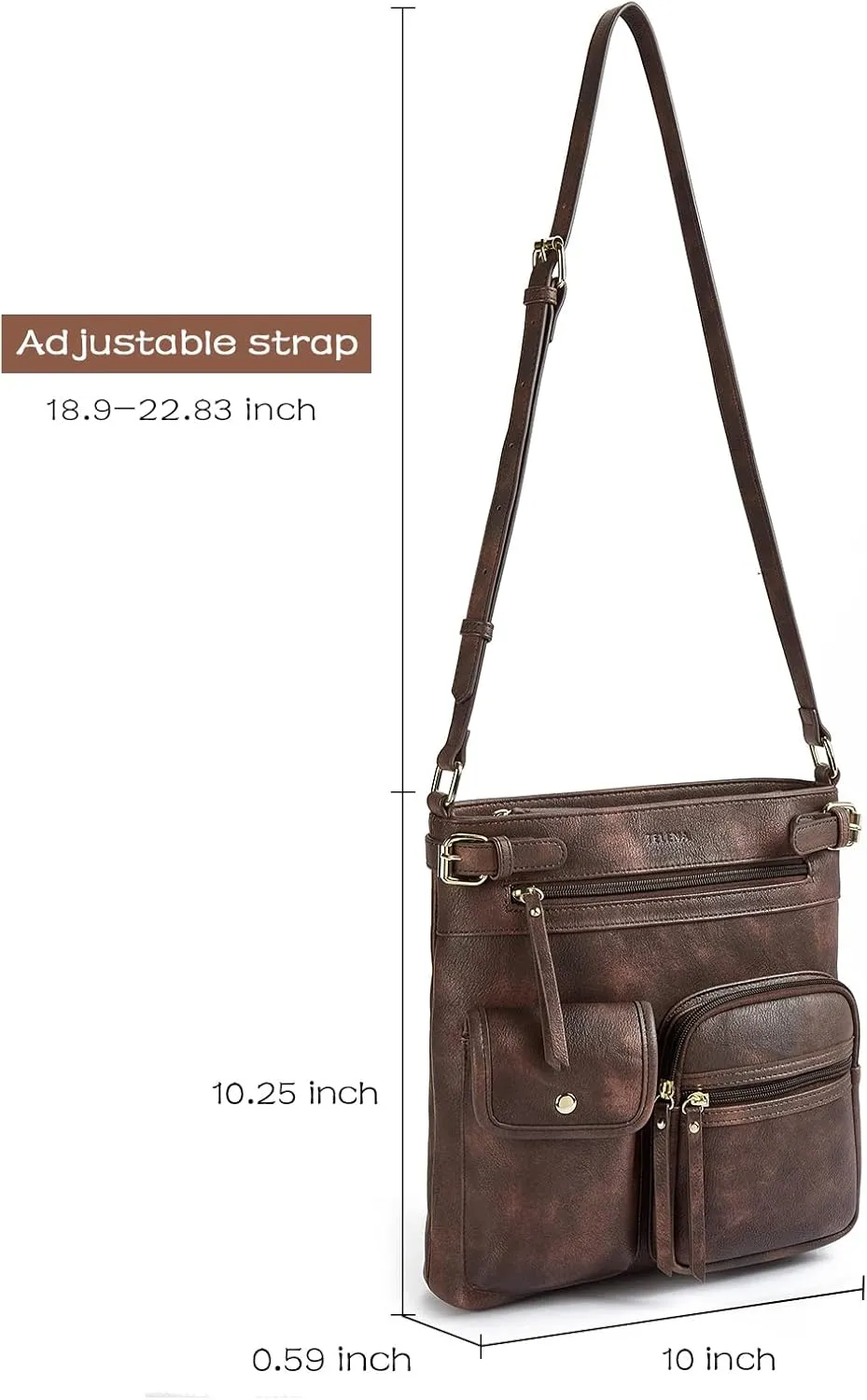 Telena Crossbody Purses for Women Medium PU Leather Shoulder Bag with Multi Pocket for Women