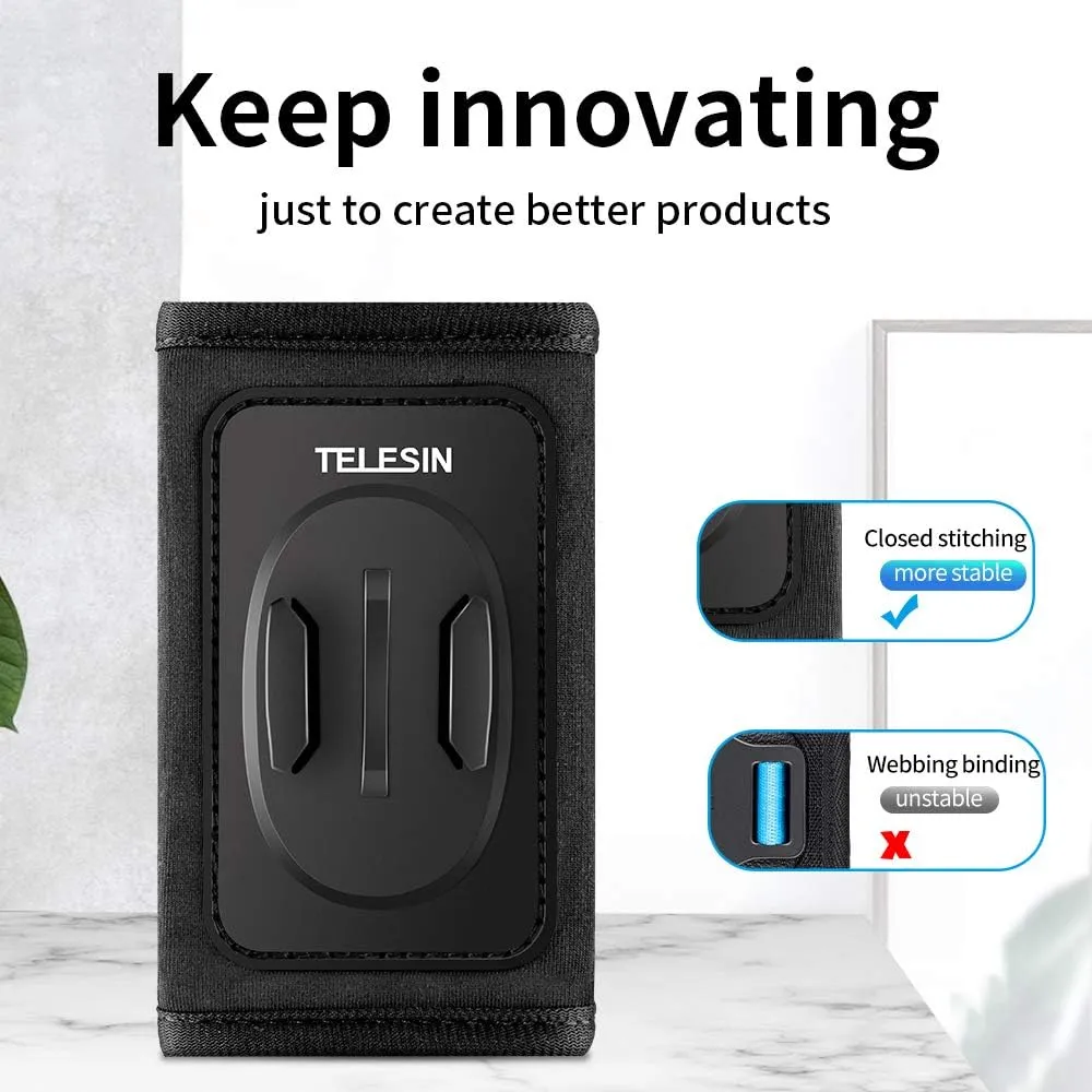 TELESIN Anti-Slip Backpack Shoulder Strap Mount Clip for GoPro Hero 13/12/11/10/9/8 MAX, OSMO Action 3/4/5 Pro, Insta360 X5/X4/X3/Ace Pro 2, AKASO – Bag Belt Holder for Biking, Hiking, Travel
