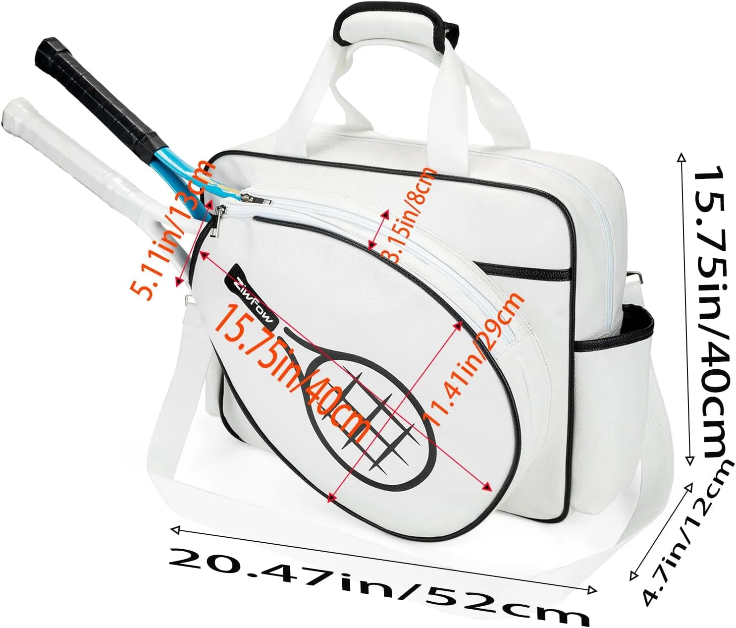 Tennis Bags Leather Tennis Racket Bag Women Tennis Tote Bag PU Sport Handbag Waterproof Lightweight Badminton Racket Shoulder Bag For 2 Rackets With Removable Shoulder Straps Outdoor