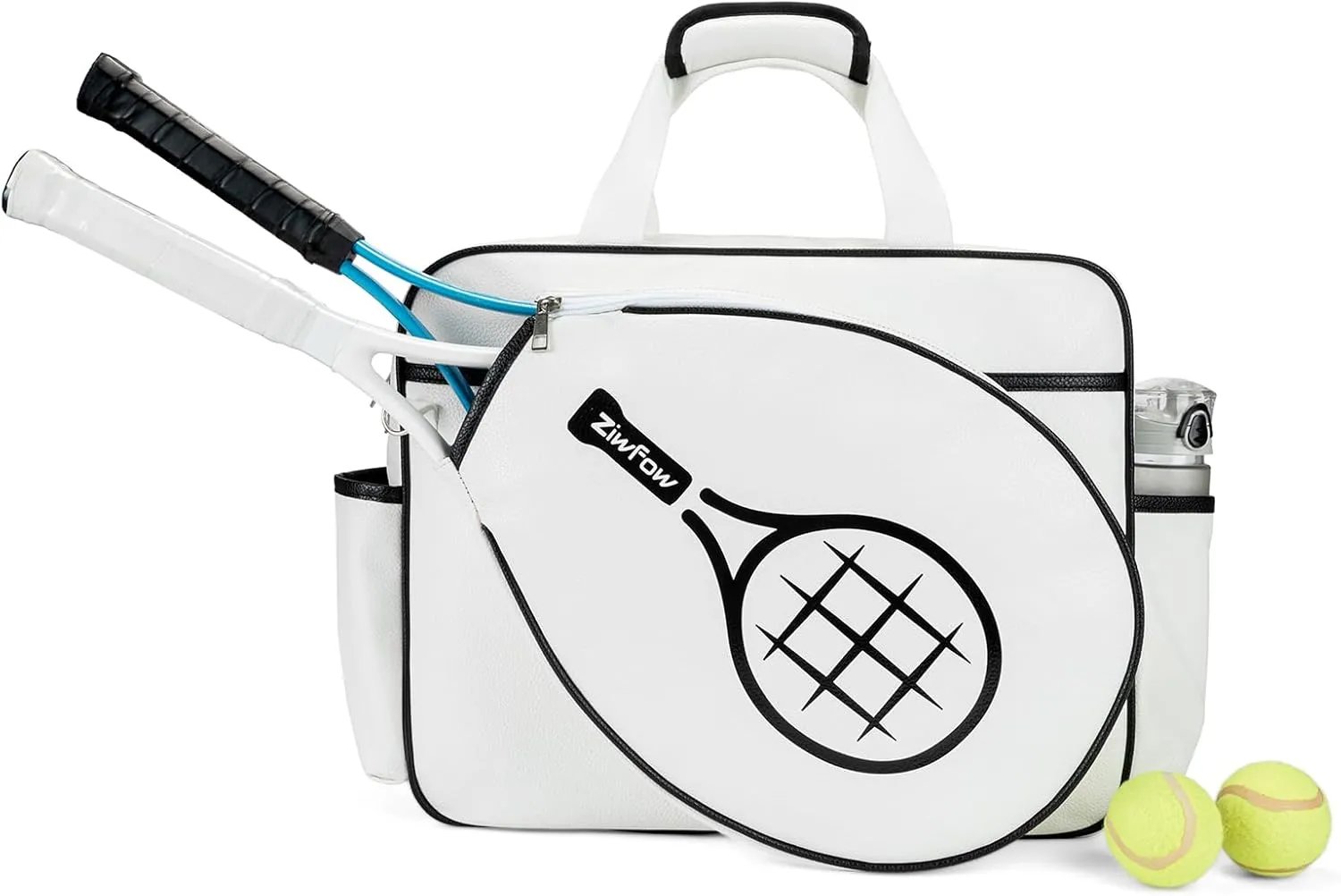 Tennis Bags Leather Tennis Racket Bag Women Tennis Tote Bag PU Sport Handbag Waterproof Lightweight Badminton Racket Shoulder Bag For 2 Rackets With Removable Shoulder Straps Outdoor