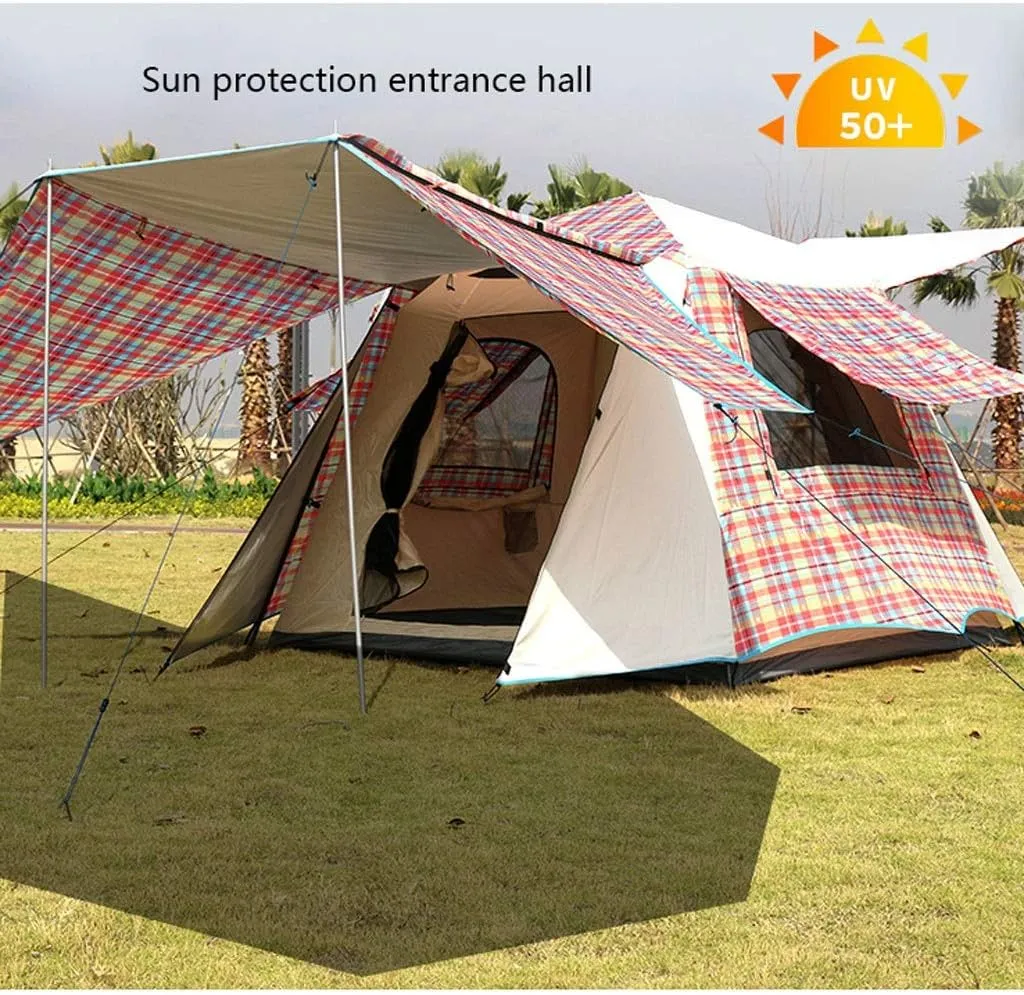 Tent Family Camping Tent 3-4 Person Tents Automatic Quick Open Waterproof Four Sides Breathable Outdoor Hiking Tents Yurt (Color : Blue)