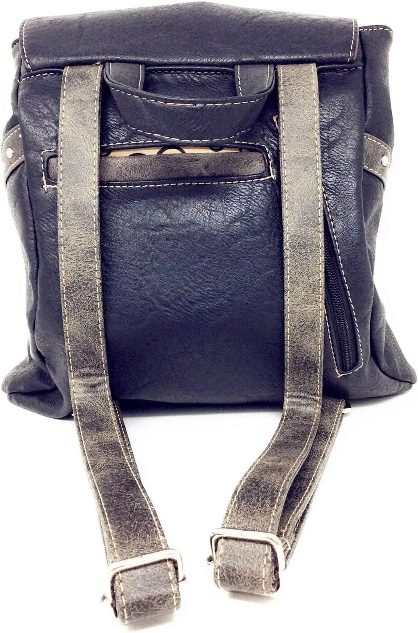Texas West Women's Multi-way Cross Leather Concealed Carry Top Handle Square Backpack Purse in 3 colors (Black Pink)