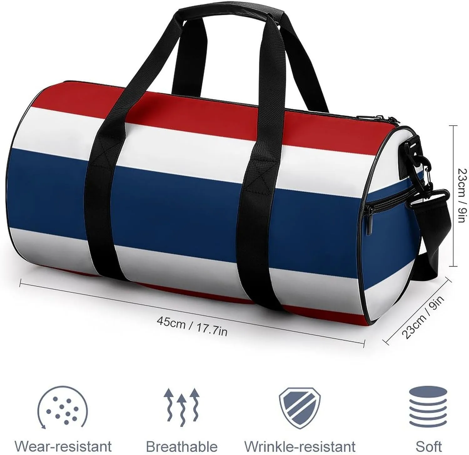 Thailand Flag Waterproof Gym Bag with Shoe Compartment Sports Duffel Travel Weekender