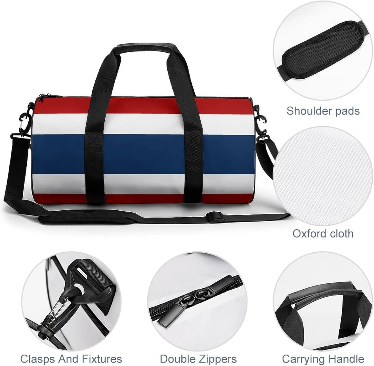 Thailand Flag Waterproof Gym Bag with Shoe Compartment Sports Duffel Travel Weekender