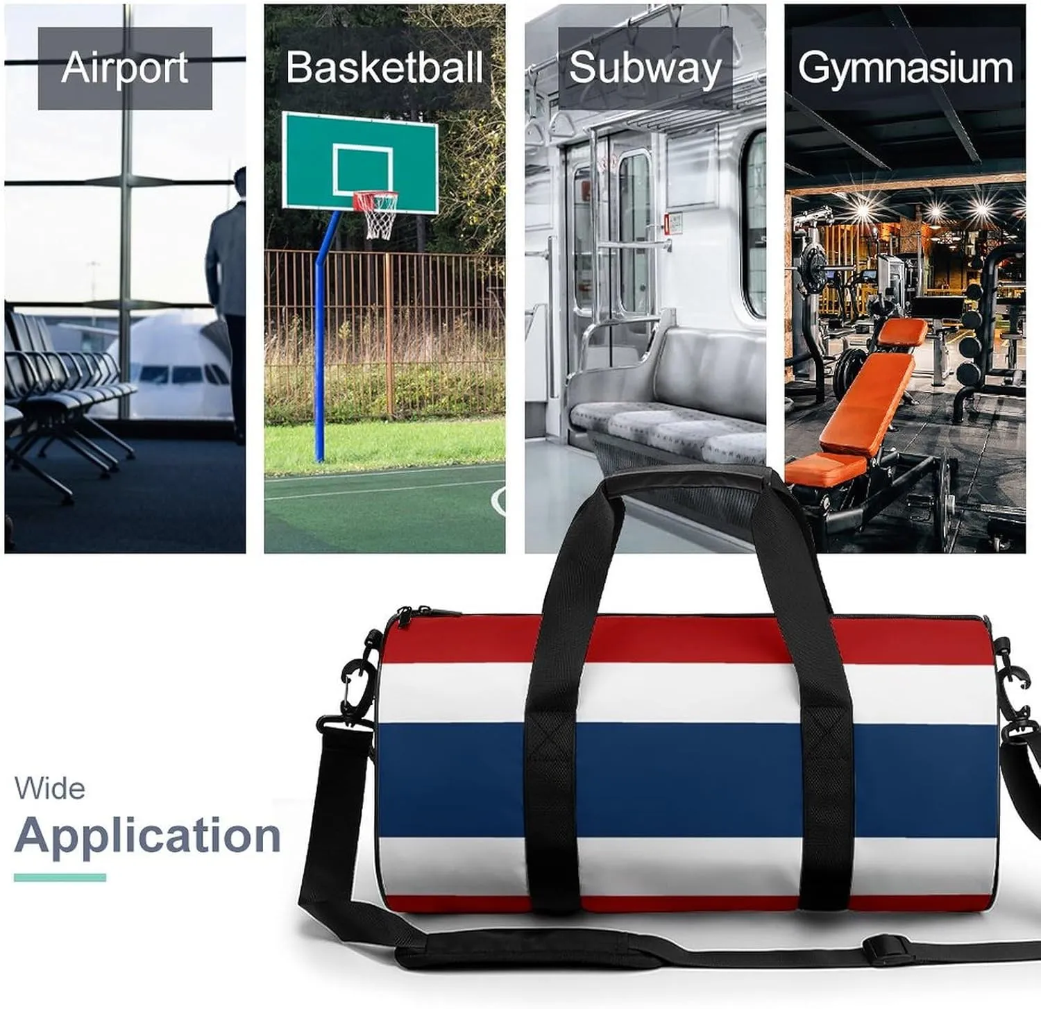 Thailand Flag Waterproof Gym Bag with Shoe Compartment Sports Duffel Travel Weekender
