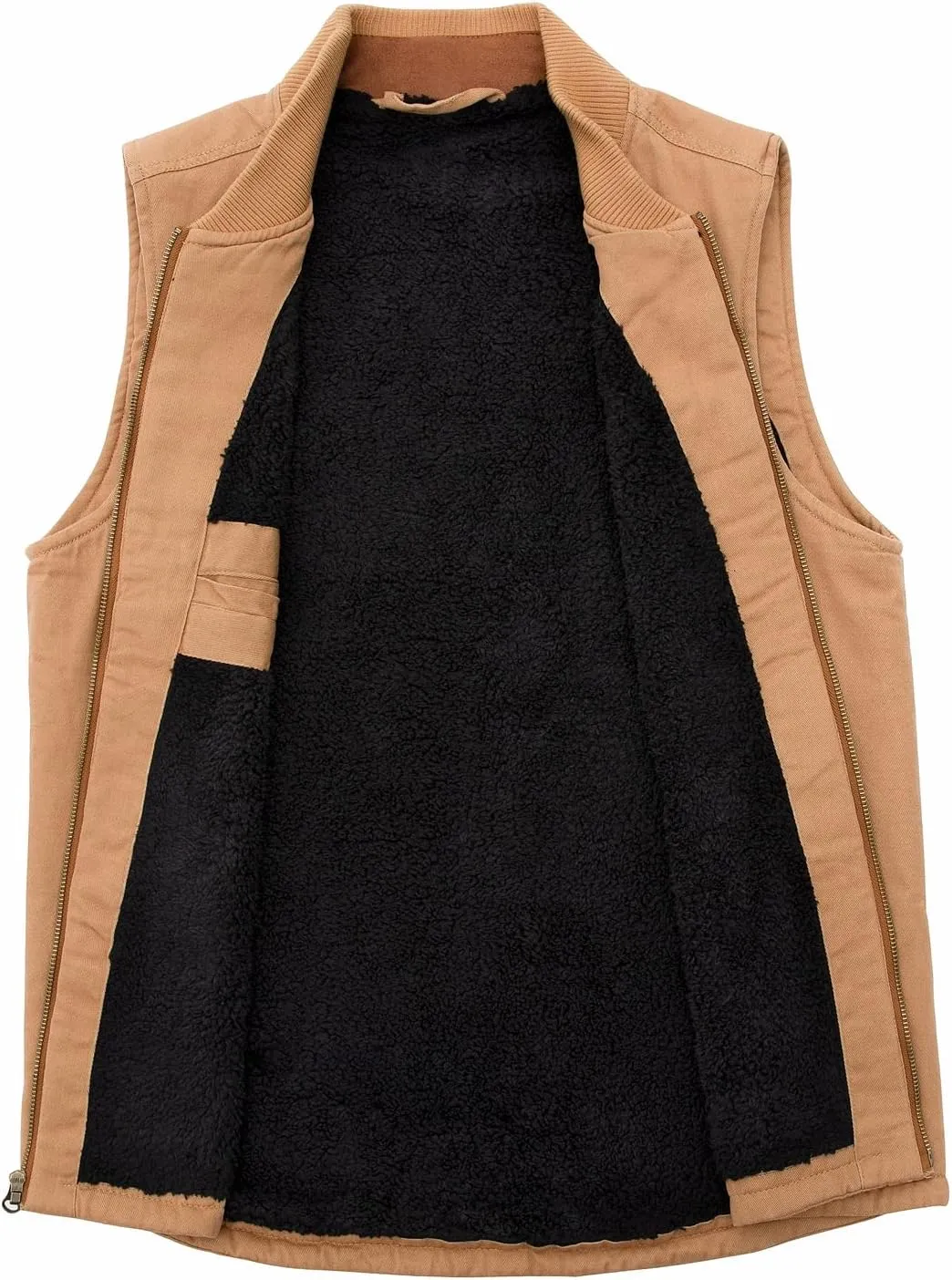 ThCreasa Mens Sherpa Fleece Lined Vest Sleeveless Zip Up Winter Outdoor Travel Fishing Vest Jacket