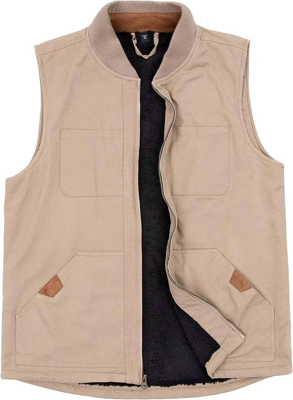 ThCreasa Mens Sherpa Fleece Lined Vest Sleeveless Zip Up Winter Outdoor Travel Fishing Vest Jacket