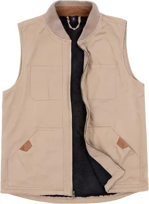 ThCreasa Mens Sherpa Fleece Lined Vest Sleeveless Zip Up Winter Outdoor Travel Fishing Vest Jacket