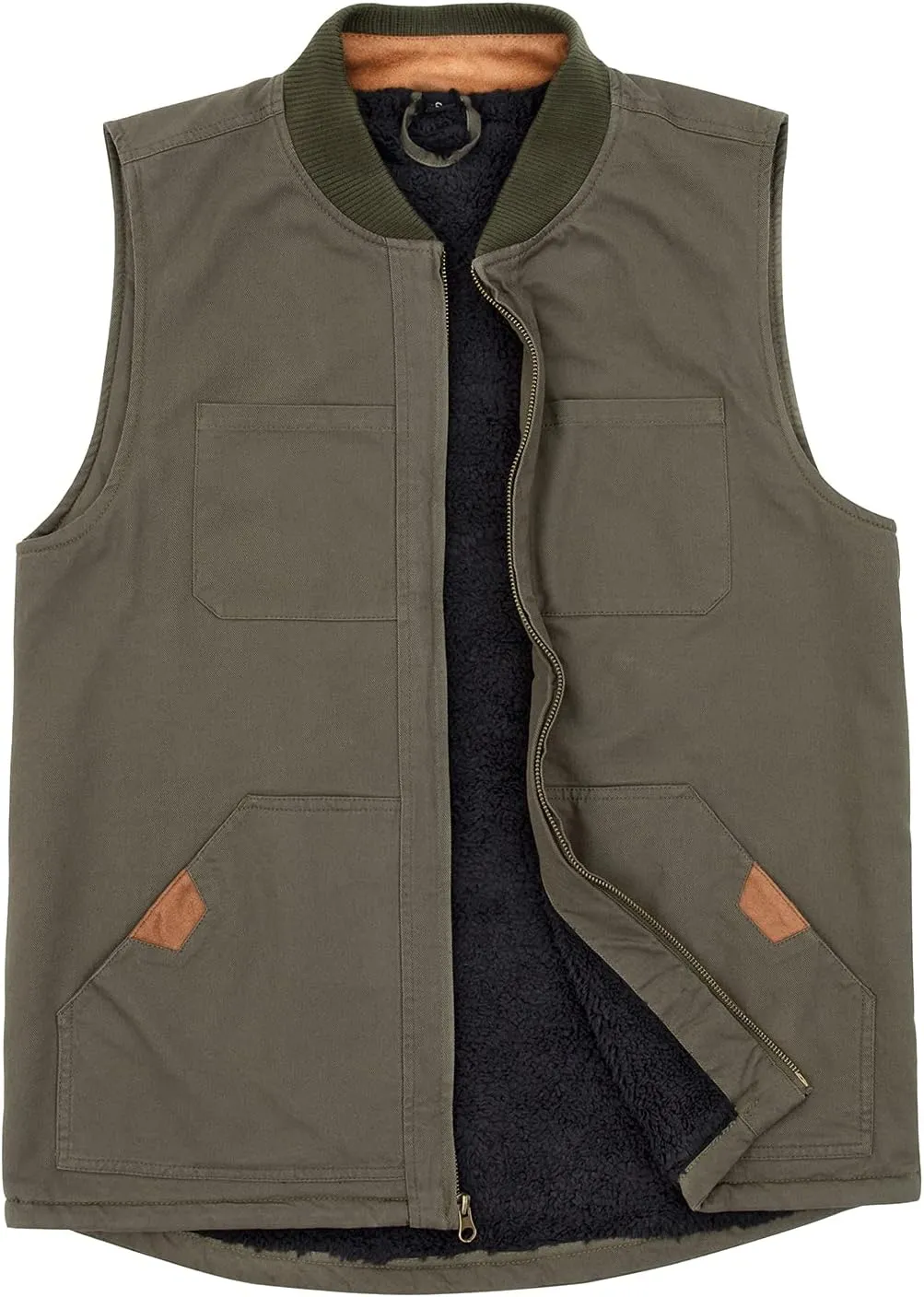 ThCreasa Mens Sherpa Fleece Lined Vest Sleeveless Zip Up Winter Outdoor Travel Fishing Vest Jacket