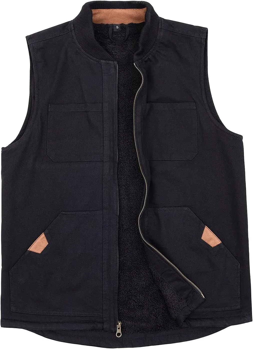 ThCreasa Mens Sherpa Fleece Lined Vest Sleeveless Zip Up Winter Outdoor Travel Fishing Vest Jacket