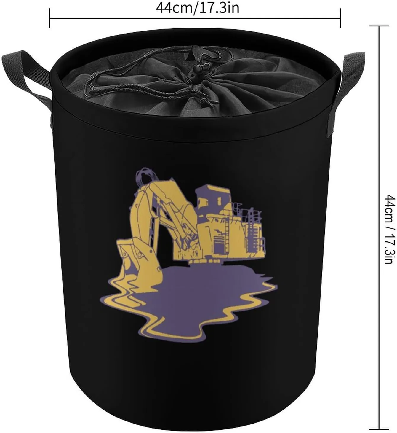 The Excavator Melt Foldable Laundry Hamper Drawstring Dirty Clothes Bag Organizer Basket for Bedroom Bathroom Dorm 44x44cm