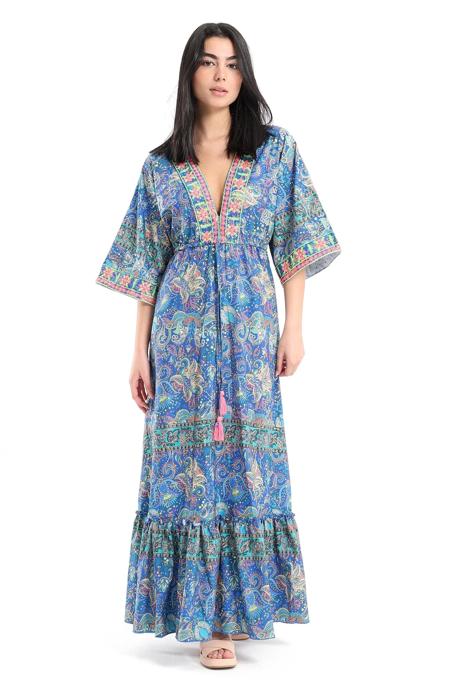 Tiered Dress with Drawstring