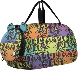 Tiger Eyes Neon Bright Pattern Duffel Bags for Boys Small Gym Bags for Teens Dance Bag for Girls