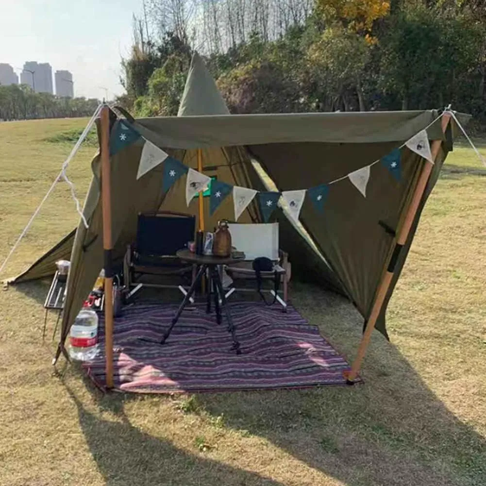 Tipi Hot Tents Outdoor Tents Teepee with Stove Hole Waterproof Family Pyramid Tent Camping Backpacking Hiking Mountaineering Heated Shelter