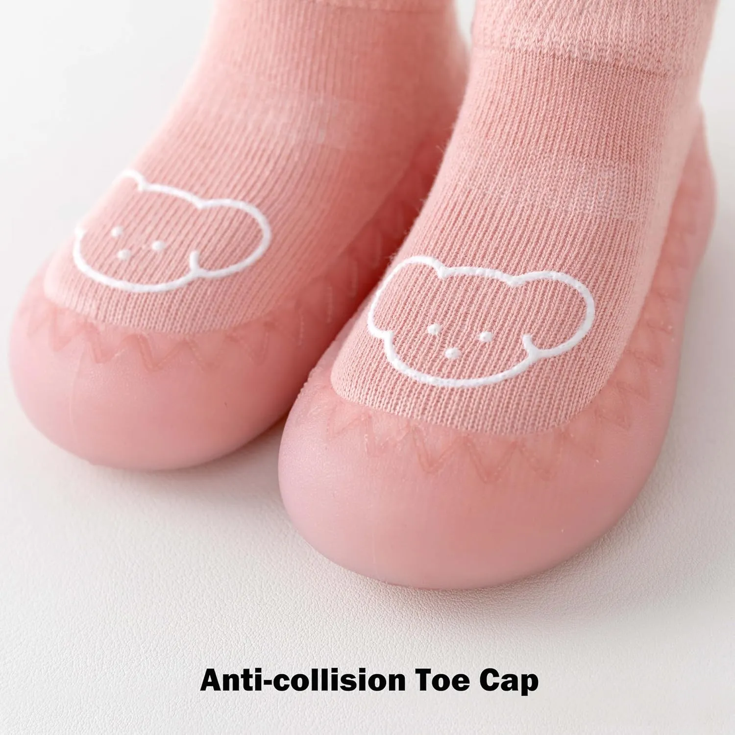 Toddler 2 Pairs Anti-Skid Socks Shoes Baby Boys Girls Rubber Sole Indoor First Walking Slippers