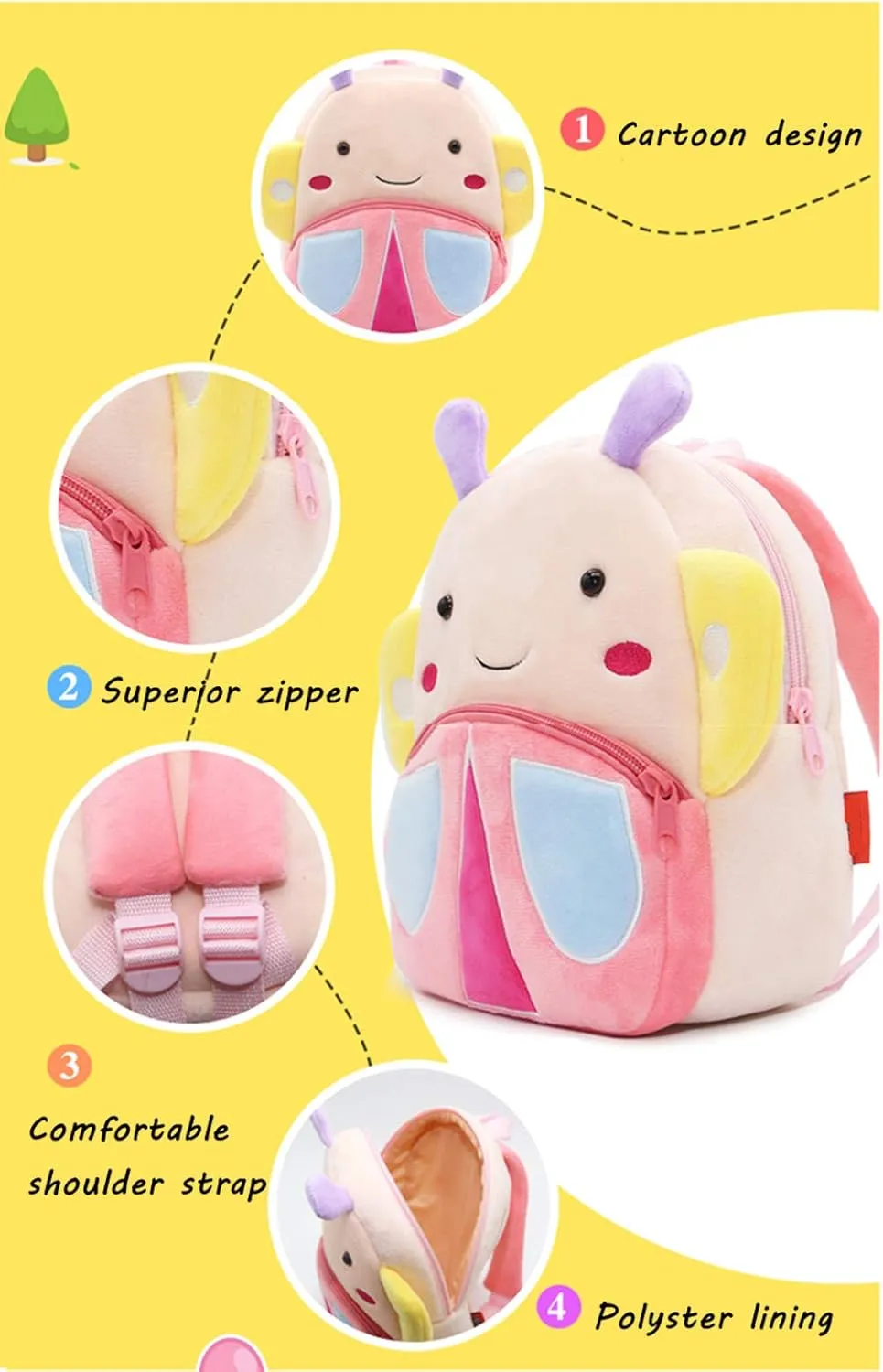 Toddler Backpack Zoo Plush Mini Daypack Animal Cartoon Travel Bag for Baby Girl Boy