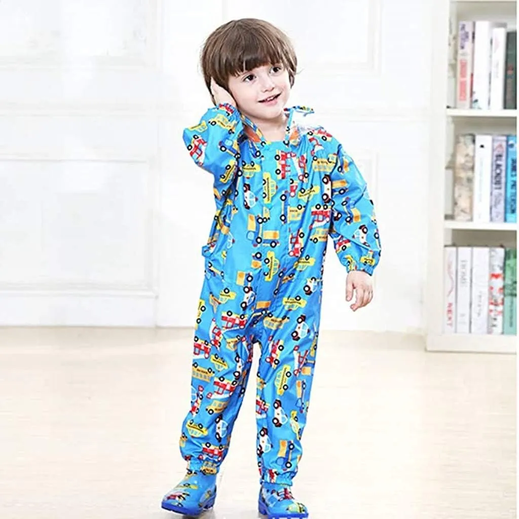 Toddler Rain Suit Baby Rain Suit with Hood Waterproof Coverall One Piece Rain Suit Kids(1-7 Years)