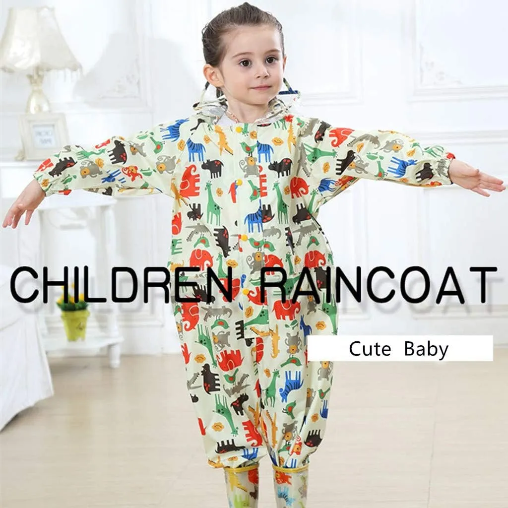 Toddler Rain Suit Baby Rain Suit with Hood Waterproof Coverall One Piece Rain Suit Kids(1-7 Years)