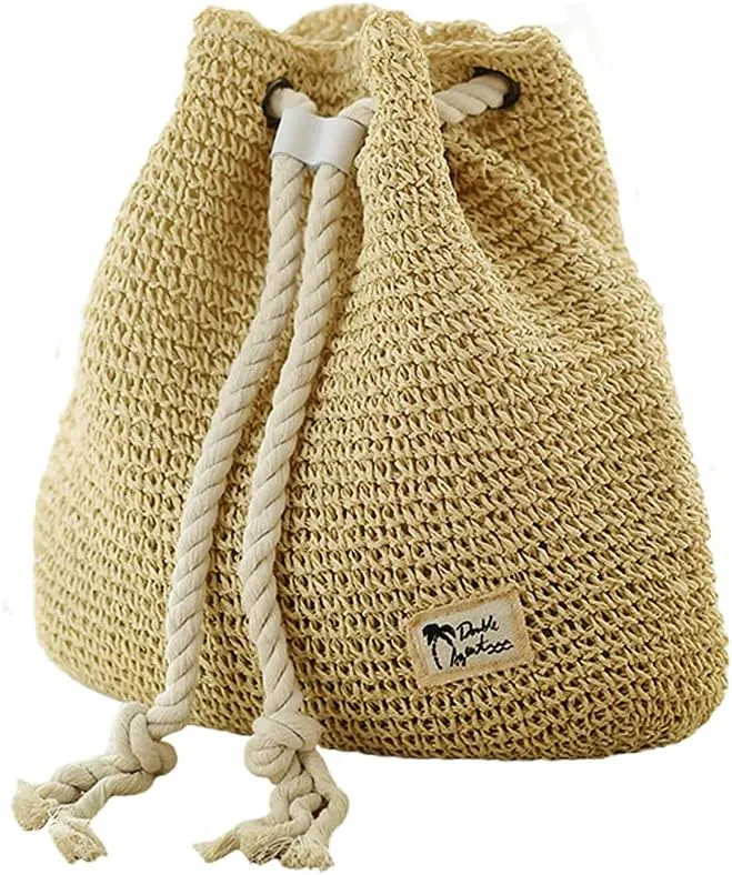 TONWHAR® Campus Fashion Straw Shoulder Bag Beach Backpack Purse