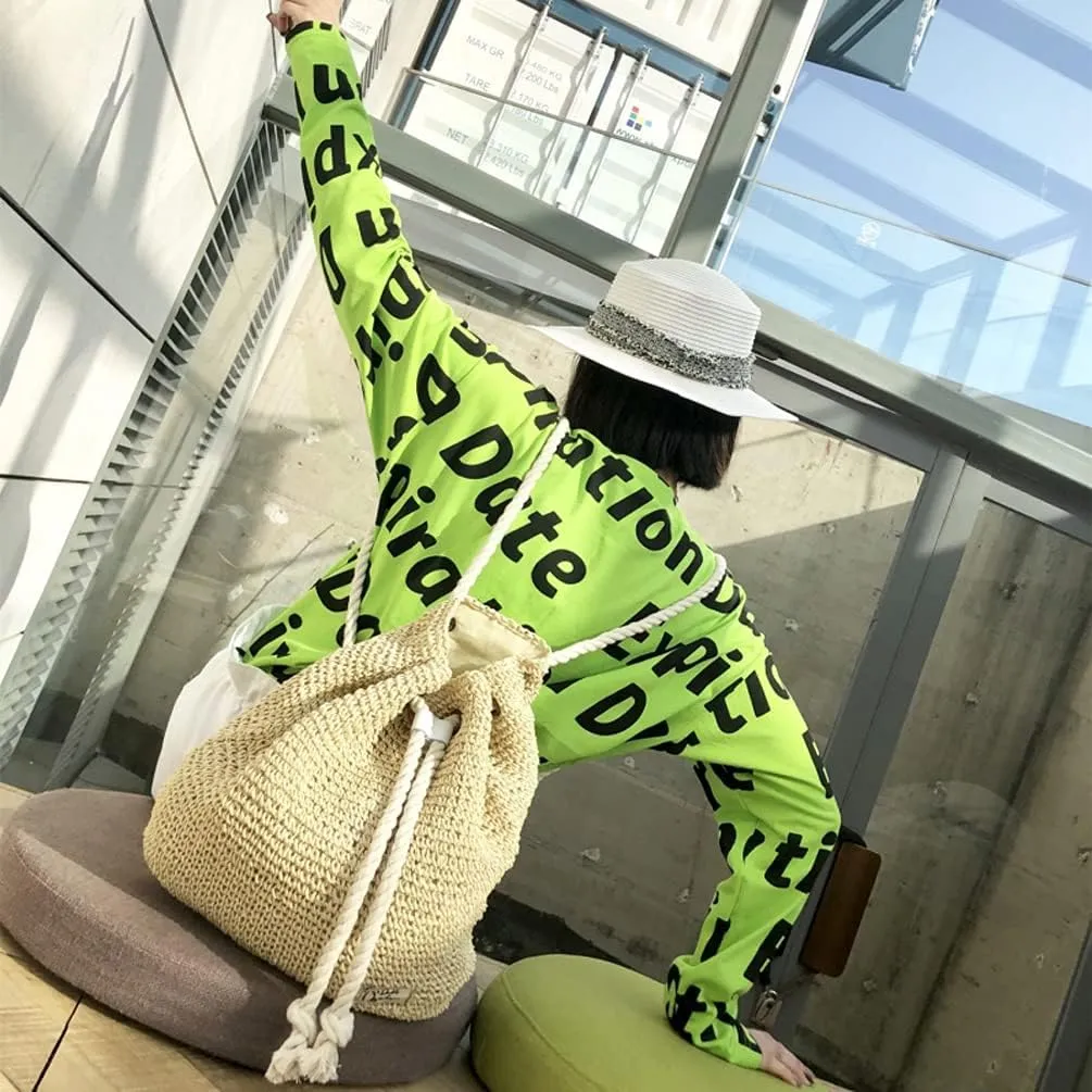 TONWHAR® Campus Fashion Straw Shoulder Bag Beach Backpack Purse