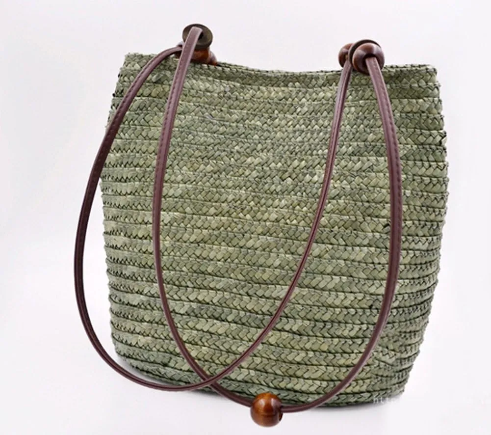 TONWHAR European Style Straw Bag Purse Woven Summer Beach Tote for women
