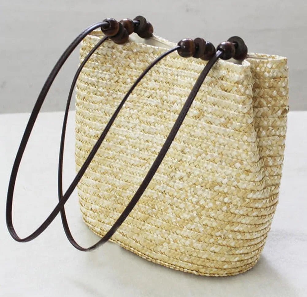 TONWHAR European Style Straw Bag Purse Woven Summer Beach Tote for women
