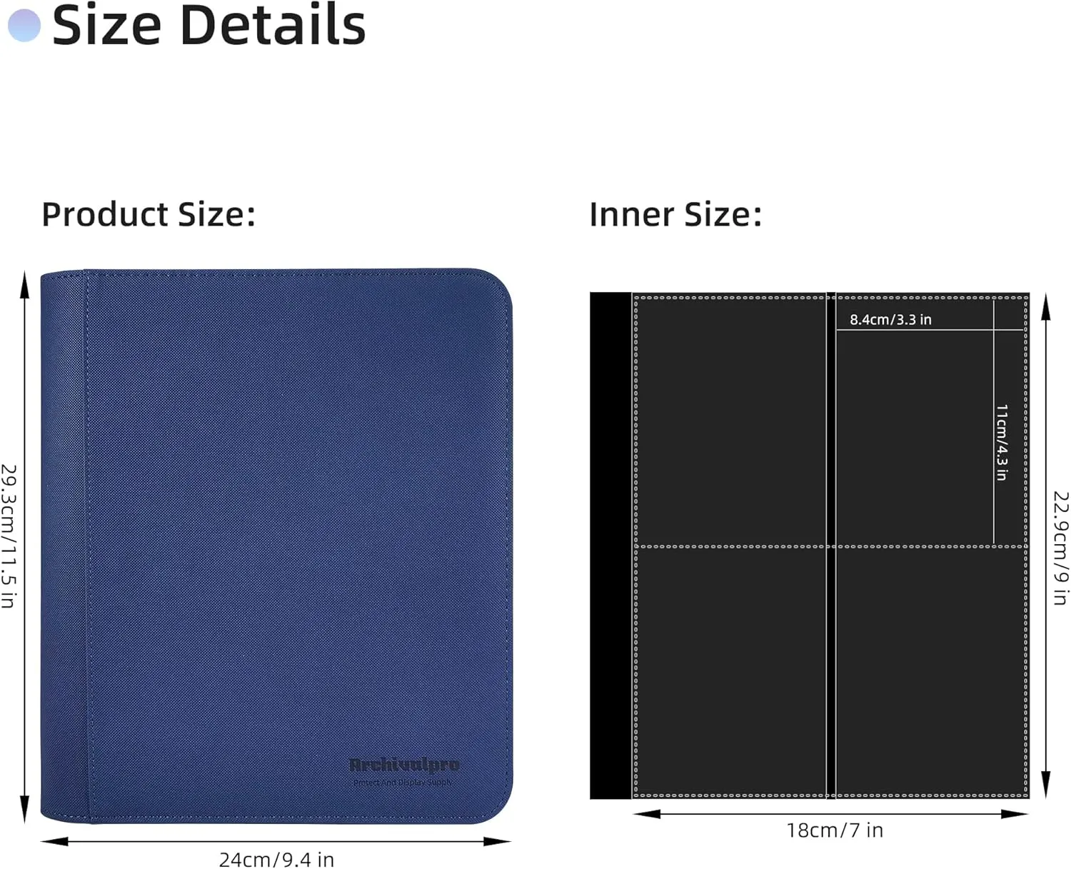 Toploader Trading Card Binder 128 Pocket Premium Card Holder Album-Double Side 4 Pocket/Page, 16 Pages(blue)