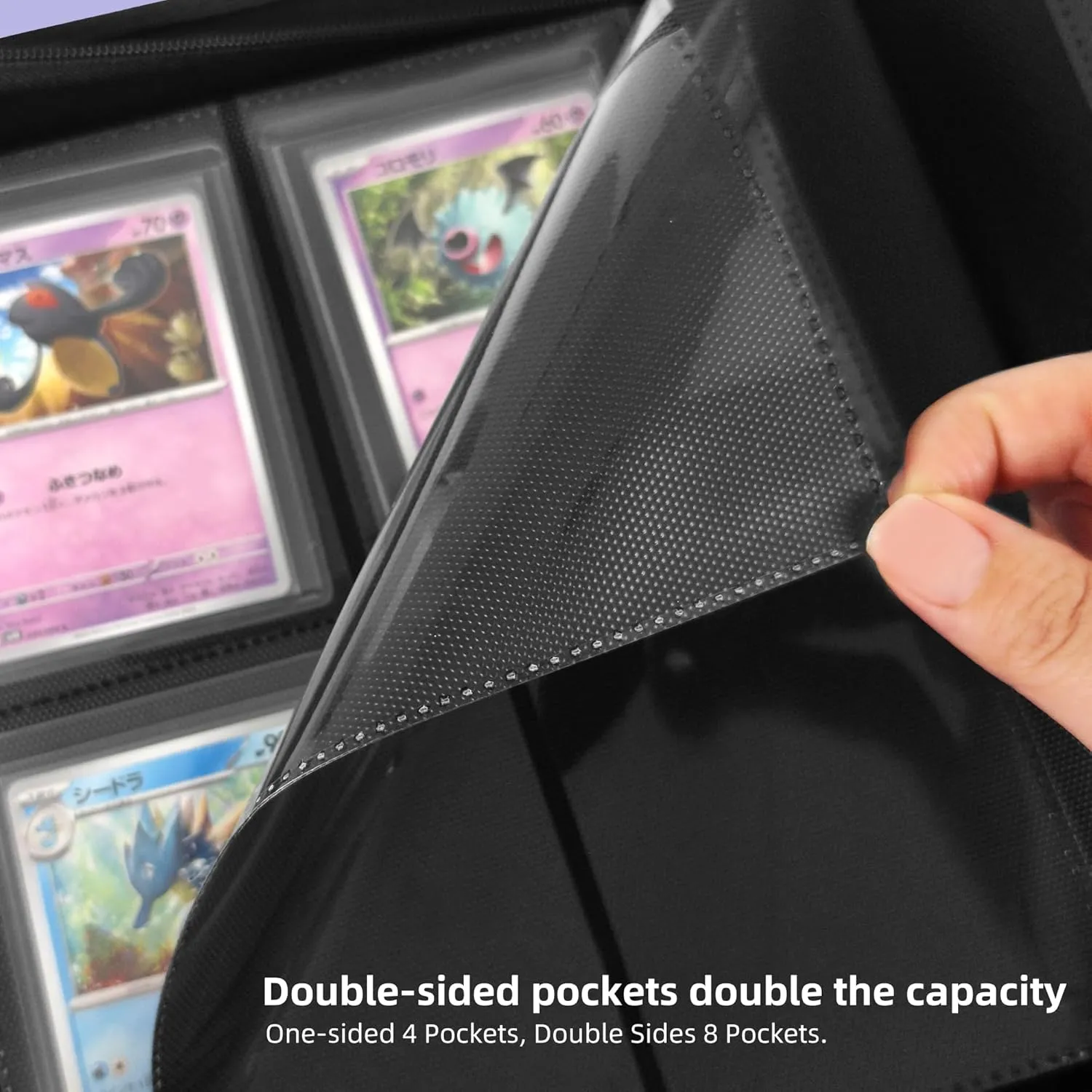 Toploader Trading Card Binder 128 Pocket Premium Card Holder Album-Double Side 4 Pocket/Page, 16 Pages(blue)