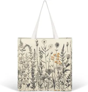 Tote Bag Laptop Handbag Floral Sunflower Grocery Bag Canvas Shoulder Bag Crossbody Bag for Travel