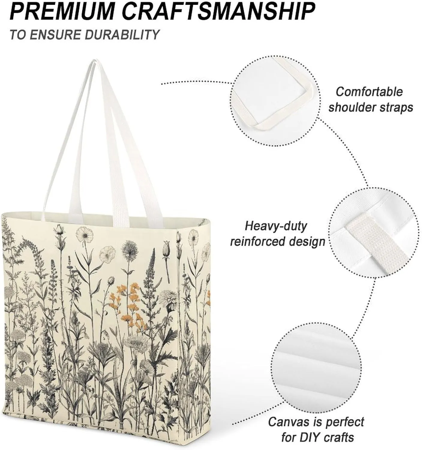 Tote Bag Laptop Handbag Floral Sunflower Grocery Bag Canvas Shoulder Bag Crossbody Bag for Travel