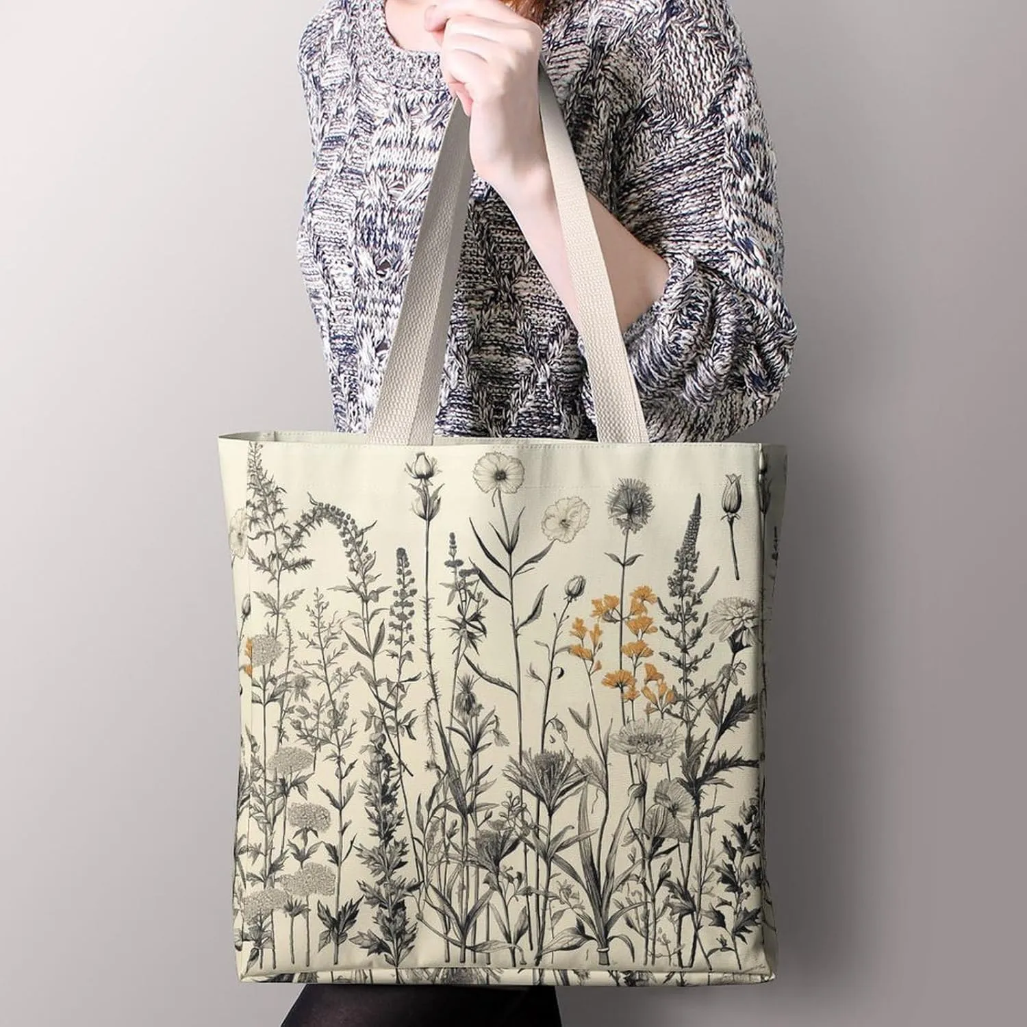 Tote Bag Laptop Handbag Floral Sunflower Grocery Bag Canvas Shoulder Bag Crossbody Bag for Travel