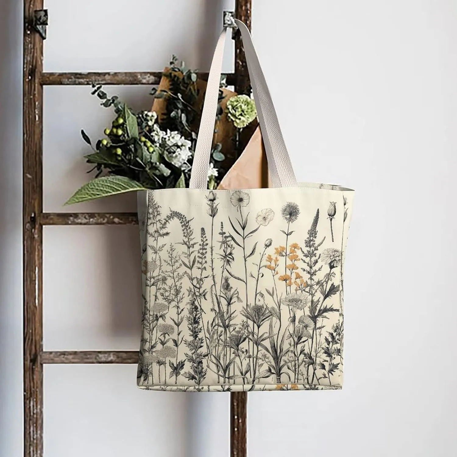 Tote Bag Laptop Handbag Floral Sunflower Grocery Bag Canvas Shoulder Bag Crossbody Bag for Travel