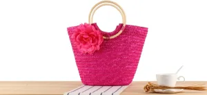 Tote Bag Straw Woven Women's Top-Handle Handbag Flower Beach Hand Bag, Purse for Women Travel Ladies Handbags Bolsos