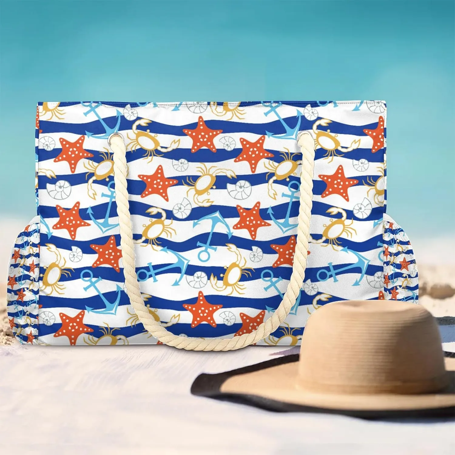 Tote Beach Bag for Women with Zipper Large Waterproof Sandproof Swim Pool Bag