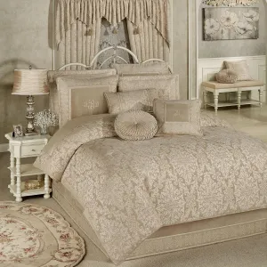 Touch of Class Traditional Grandview Jacquard Woven Damask Champagne Chenille Oversized Comforter Set Cal King