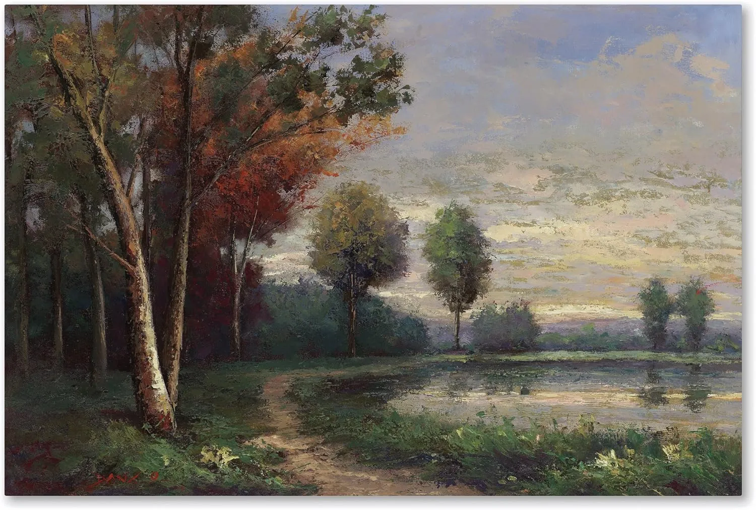 Trademark Fine Art MA0755-C2232GG Landscape with a Lake by Daniel Moises, 22x32-Inch, 22x32