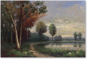 Trademark Fine Art MA0755-C2232GG Landscape with a Lake by Daniel Moises, 22x32-Inch, 22x32