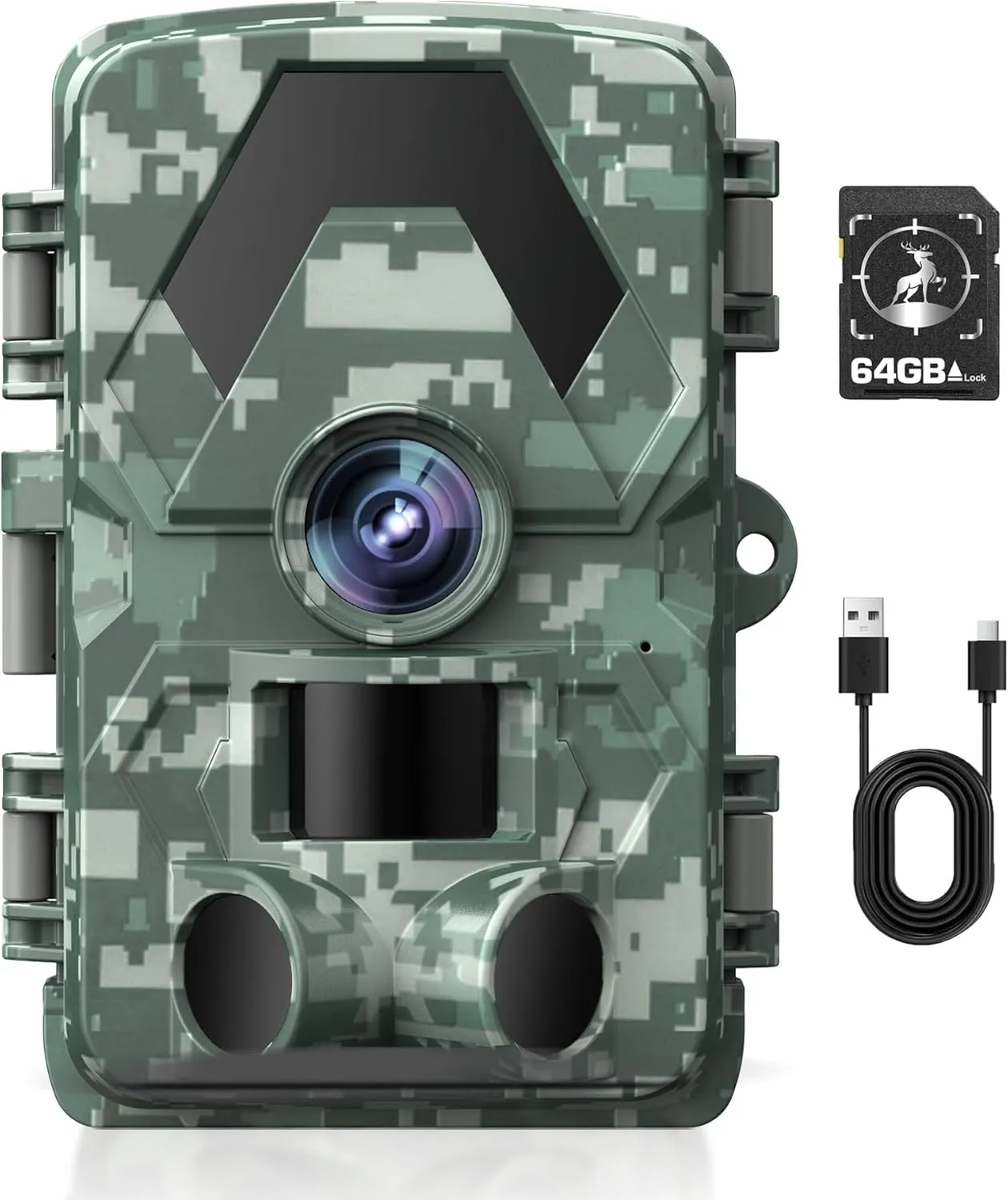 Trail Camera, 5K 60MP Game Camera with 130°Wide-Angle, IP66 Waterproof Night Vision with No Glow Infrared LEDs, 0.05s Trigger Motion Activated for Wildlife