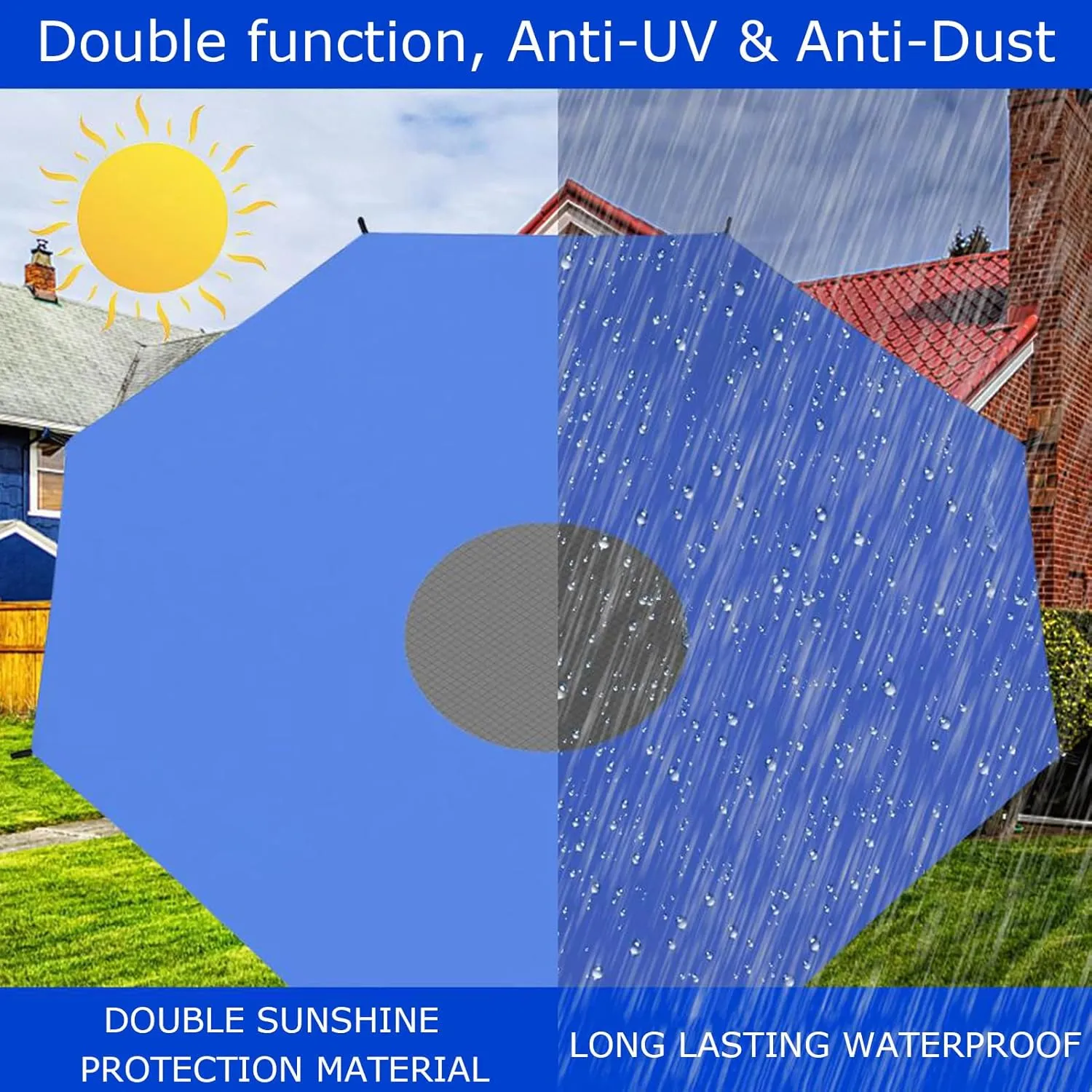 Trampoline Shade Cover Sun-Protection Anti-UV Trampolines Sunshade Canopy Accessories, Easy to Install for Outdoor Backyard Playground
