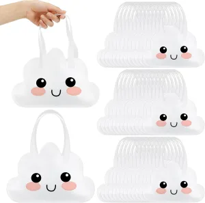 Tranqun 36 Pcs Clouds Party Bags Bulk Reusable White Clouds Non Woven Gift Bags with Handle Cartoon Story Goodie Treat Handbag for Birthday Baby Shower Gender Reveal Cartoon Theme Party Supplies