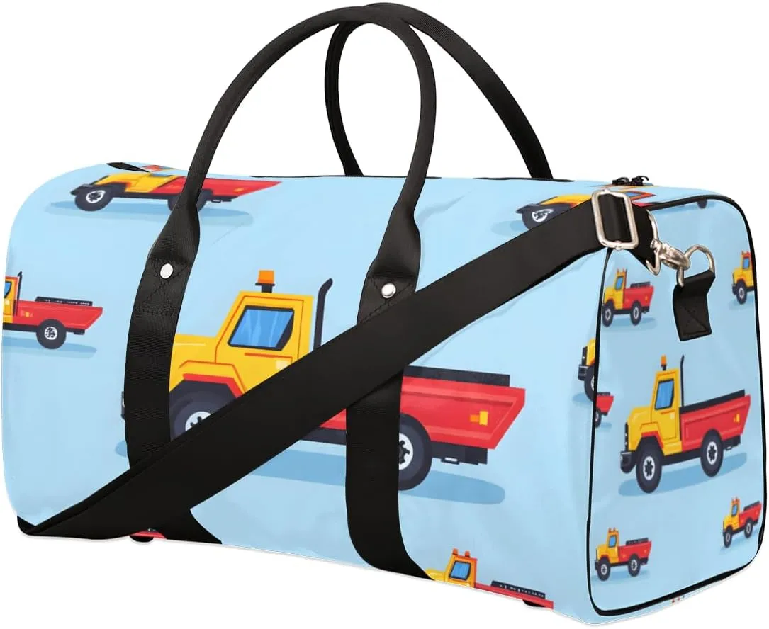 Transportation Truck Travel Duffle Bag for Women Men Gym Duffel Foldable Bag Waterproof Weekender Excavator Vehicle Duffle Tote