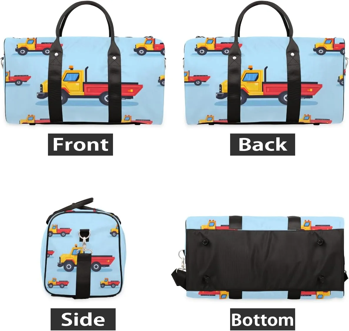 Transportation Truck Travel Duffle Bag for Women Men Gym Duffel Foldable Bag Waterproof Weekender Excavator Vehicle Duffle Tote